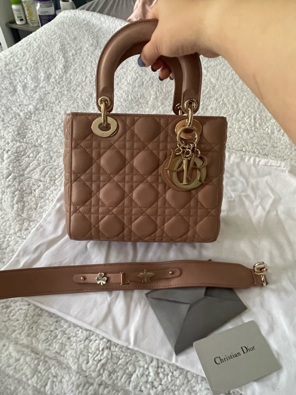 Dior abc Lady Dior Fard small Quilted Leather Top-Handle Bag - Picture 12 of 16